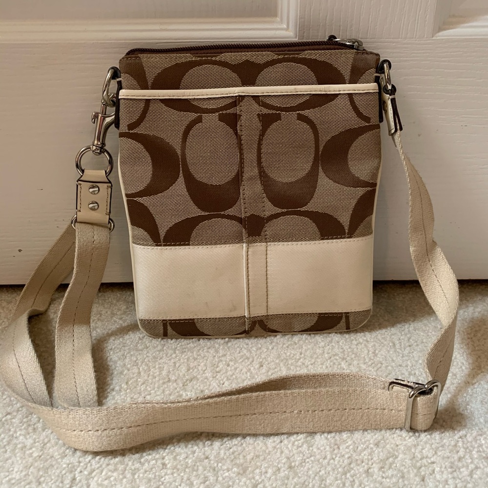 Coach Brown and Cream Crossbody Bag